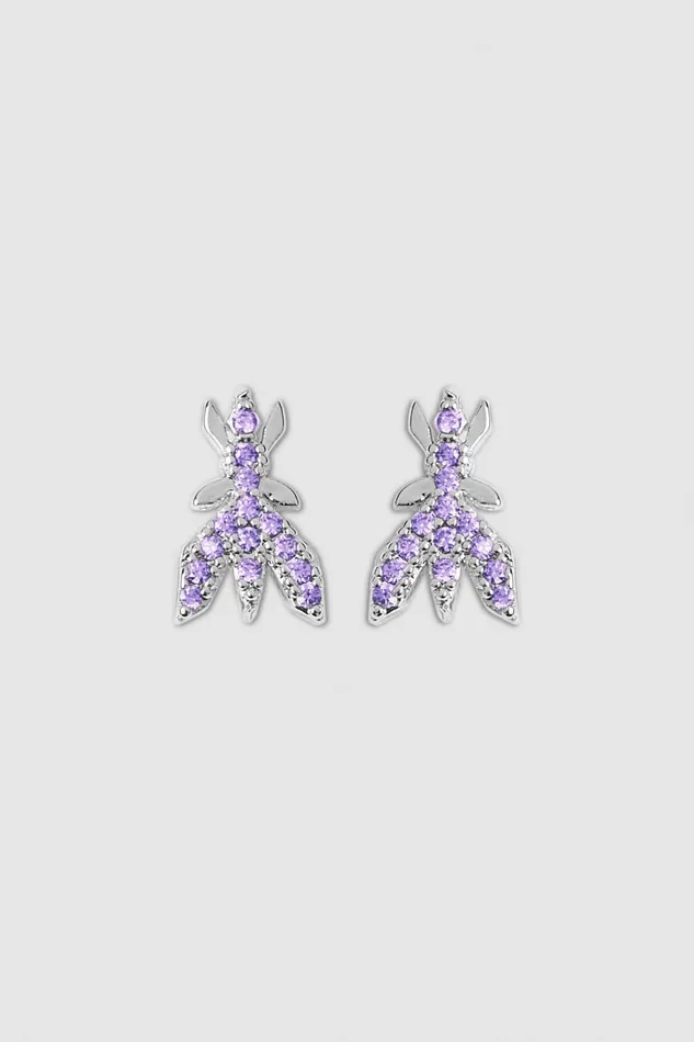 Patrizia Pepe Brass Earrings Pink Shiny Lilac Accessories