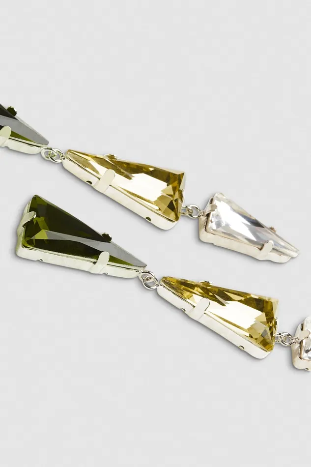 Patrizia Pepe Brass Earrings With Rhinestones Green Shaded Green Accessories
