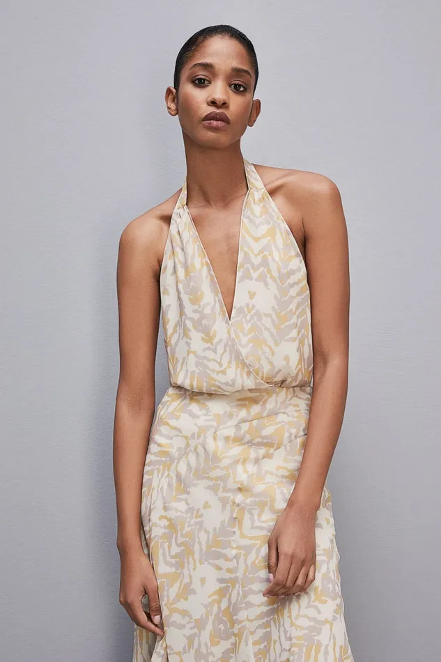 Patrizia Pepe Chiffon Sleeveless Body Top With Print Rawwhiteanimalier Apparel Tops