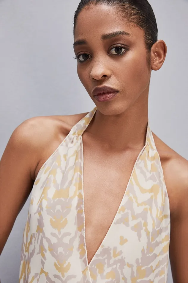 Patrizia Pepe Chiffon Sleeveless Body Top With Print Rawwhiteanimalier Apparel Tops