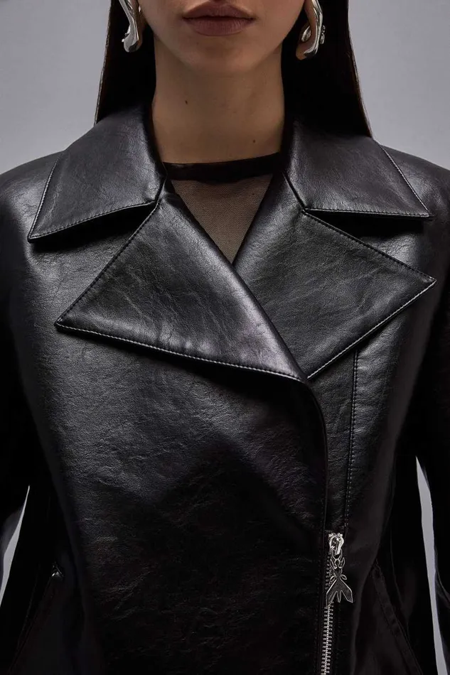 Patrizia Pepe Coated Fabric Jacket Black Nero Apparel Jackets