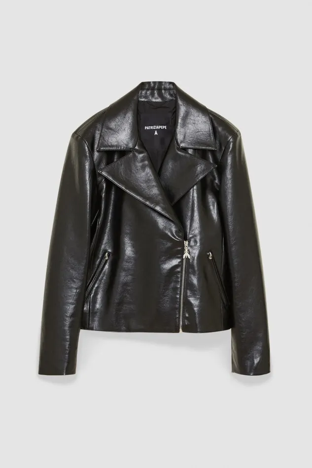 Patrizia Pepe Coated Fabric Jacket Black Nero Apparel Jackets