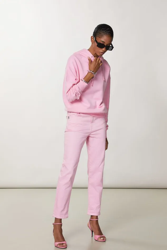 Patrizia Pepe Cotton Sweatshirt With Hood Pink Fresh Pink Apparel Sweatshirts