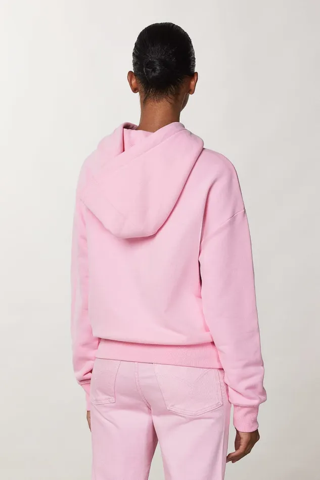 Patrizia Pepe Cotton Sweatshirt With Hood Pink Fresh Pink Apparel Sweatshirts
