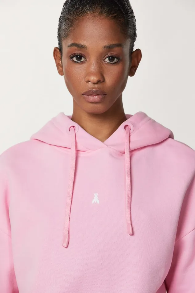 Patrizia Pepe Cotton Sweatshirt With Hood Pink Fresh Pink Apparel Sweatshirts