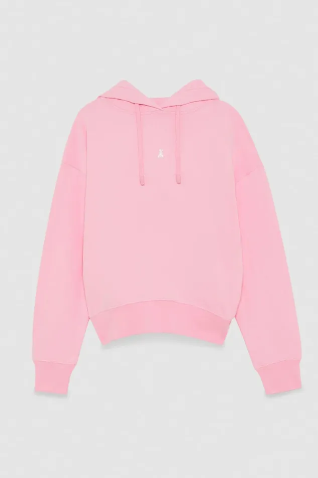 Patrizia Pepe Cotton Sweatshirt With Hood Pink Fresh Pink Apparel Sweatshirts