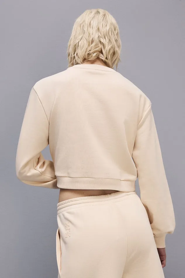 Patrizia Pepe Cotton Sweatshirt With Print Beige Ivory Skin Apparel Tops