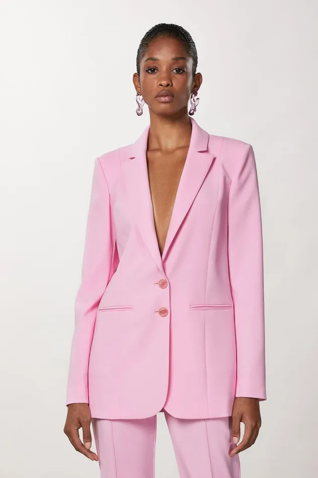 Patrizia Pepe Crepe Blazer Jacket Pink Fresh Pink Apparel Blazers