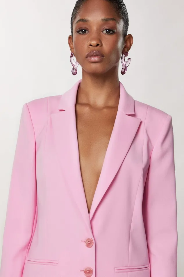 Patrizia Pepe Crepe Blazer Jacket Pink Fresh Pink Apparel Blazers