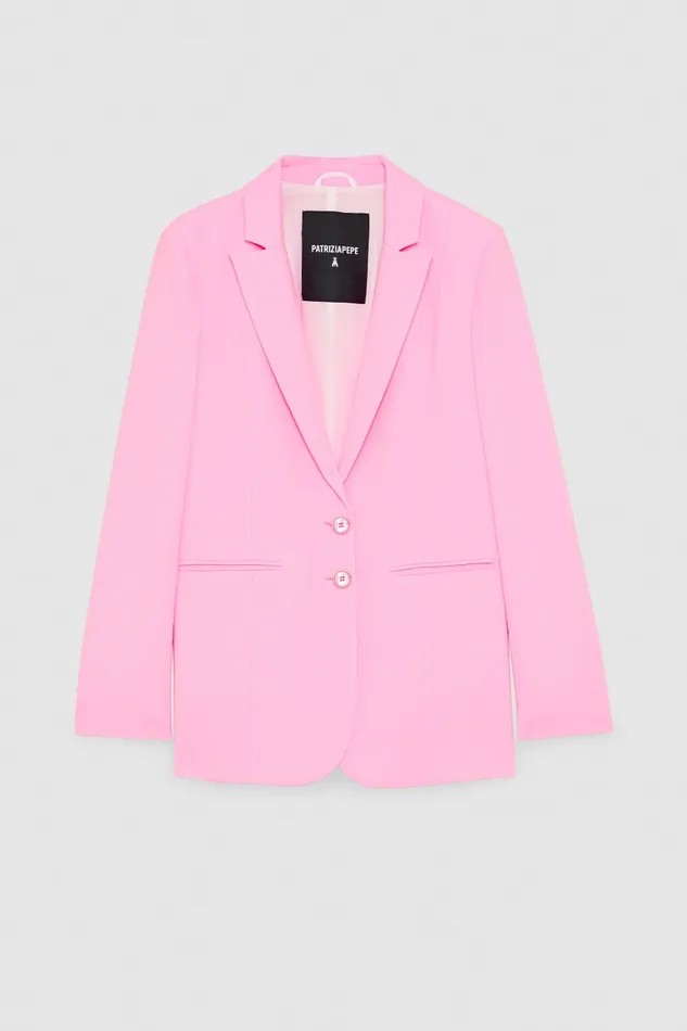 Patrizia Pepe Crepe Blazer Jacket Pink Fresh Pink Apparel Blazers