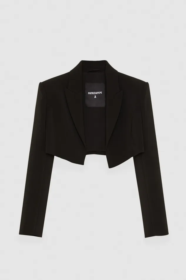 Patrizia Pepe Crepe Cropped Jacket Black Nero Apparel Jackets