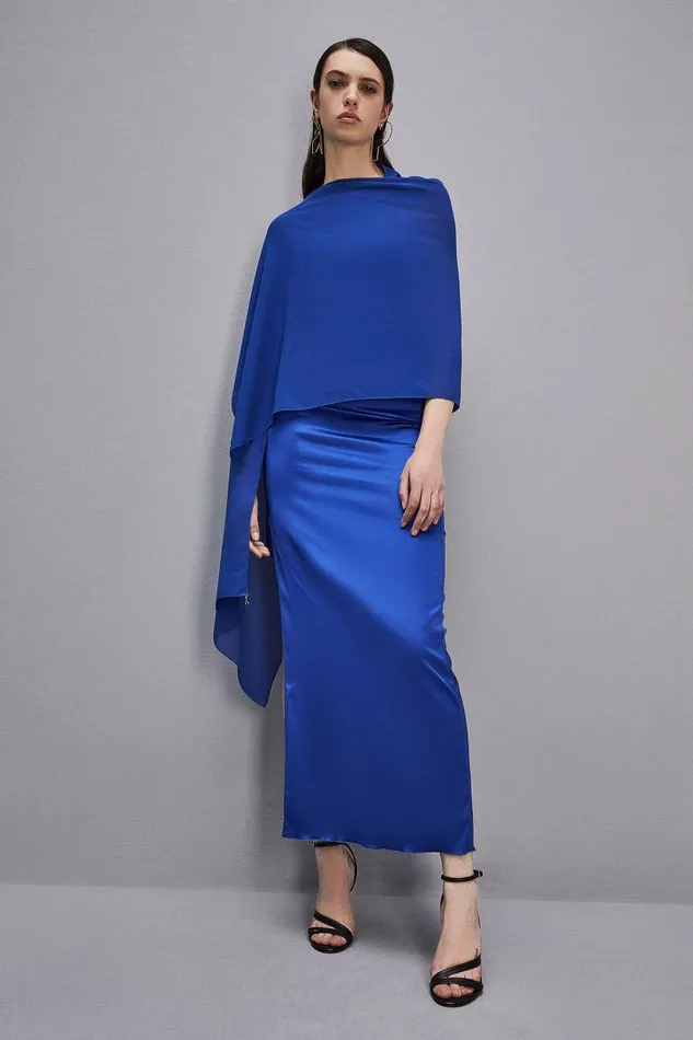 Patrizia Pepe Crepe Stole Light Blue Blue Wave Accessories