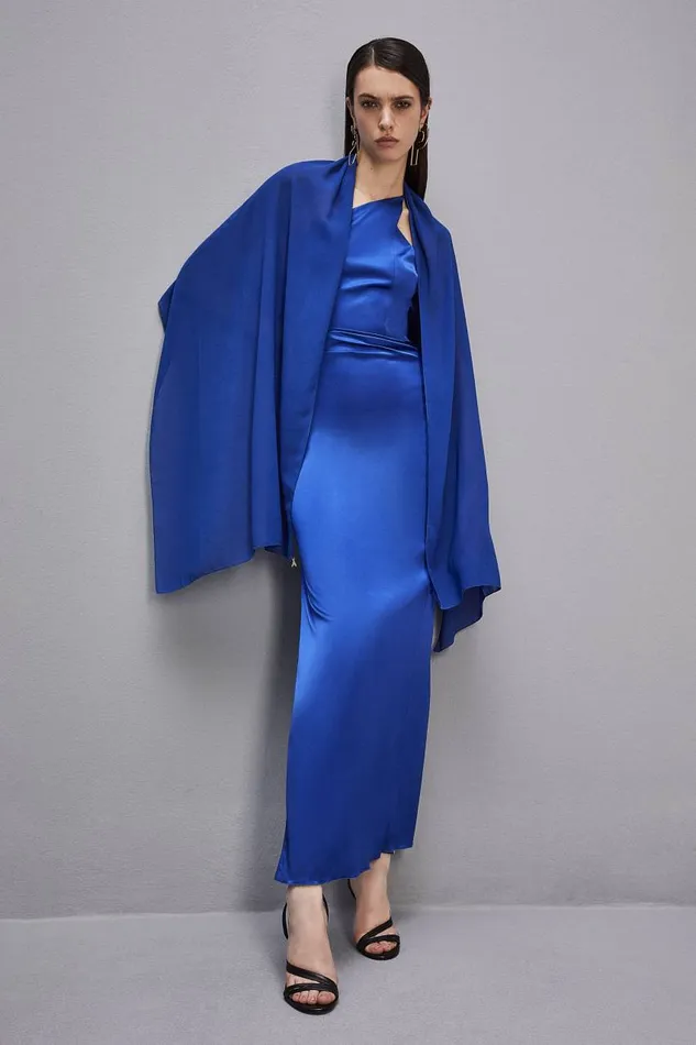 Patrizia Pepe Crepe Stole Light Blue Blue Wave Accessories