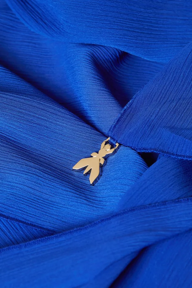 Patrizia Pepe Crepe Stole With Fly Detail On The Tip Light Blue Blue Wave Accessories