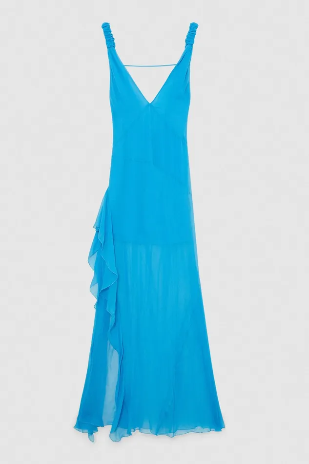 Patrizia Pepe Dress With Matching Viscose Crepon Sash Light Blue Summer Tourquoise Apparel Long