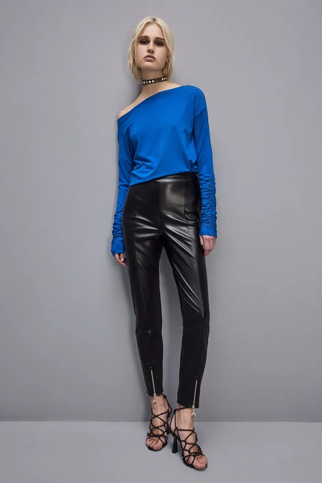 Patrizia Pepe Dropped Shoulder Jersey Tshirt Blue Blue Soul Apparel Tops