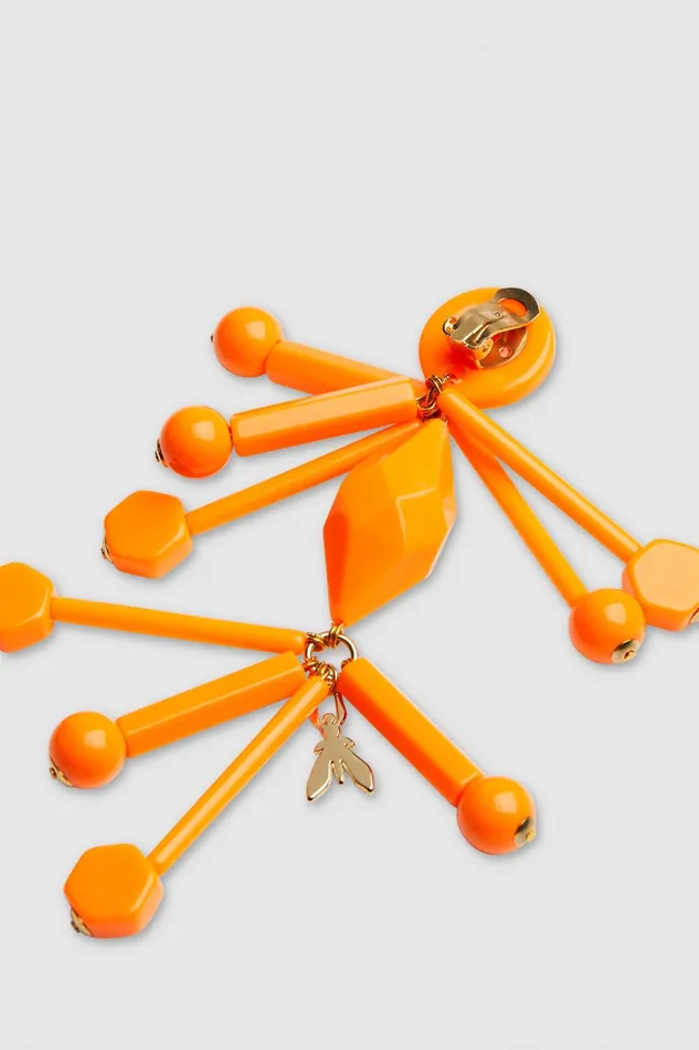 Patrizia Pepe Earrings With Techno Pop Fly Appliqu Orange Resin Orange Accessories