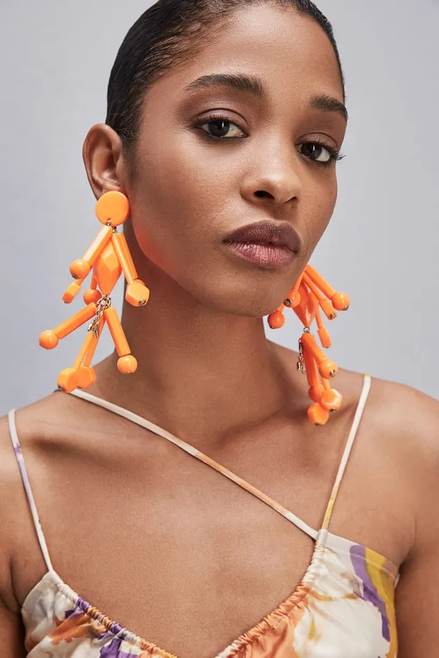 Patrizia Pepe Earrings With Techno Pop Fly Appliqu Orange Resin Orange Accessories