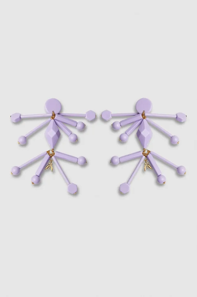 Patrizia Pepe Earrings With Techno Pop Fly Appliqu Pink Resin Lilac Accessories