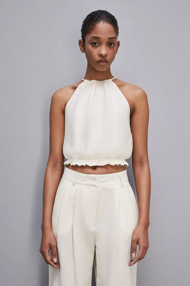 Patrizia Pepe Essential Certified Viscose Top Shirt White Raw White Apparel Tops