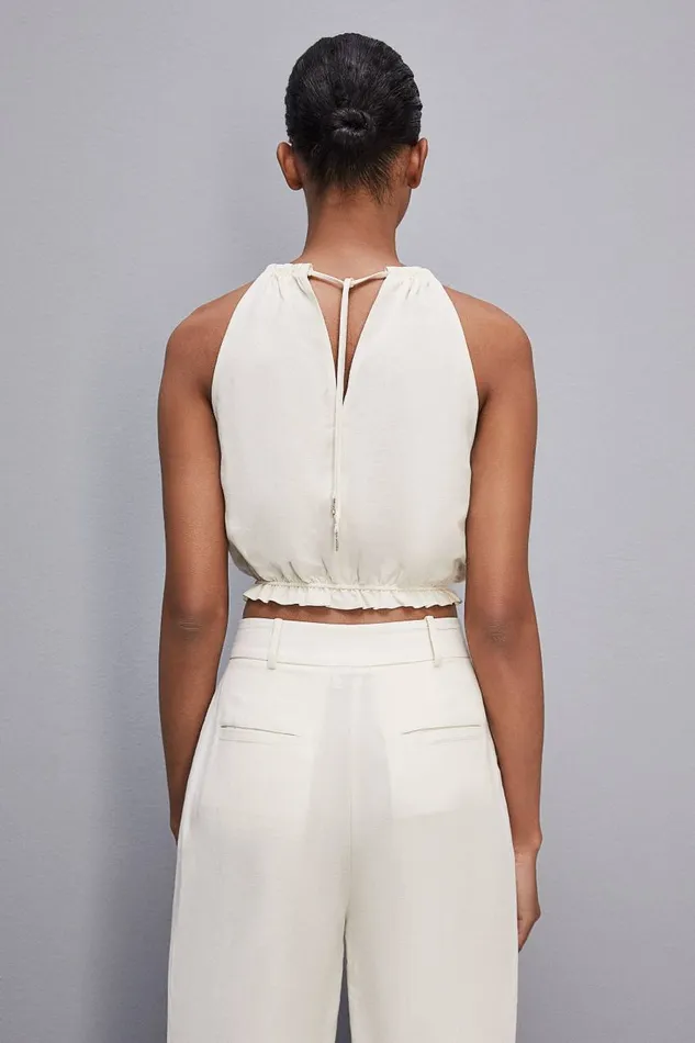 Patrizia Pepe Essential Certified Viscose Top Shirt White Raw White Apparel Tops