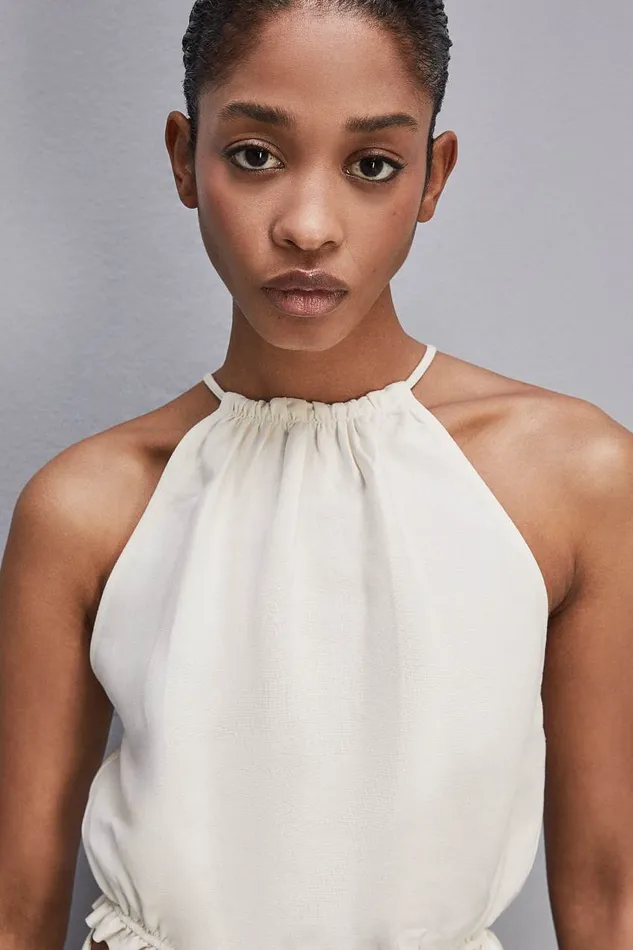 Patrizia Pepe Essential Certified Viscose Top Shirt White Raw White Apparel Tops