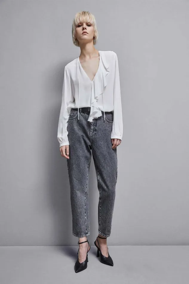 Patrizia Pepe Essential Crepe Blouse White Bianco Apparel Blouses