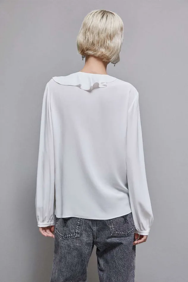 Patrizia Pepe Essential Crepe Blouse White Bianco Apparel Blouses