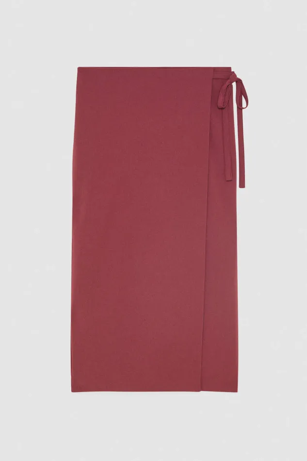 Patrizia Pepe Essential Crepe Wrap Sheath Dress Purple Plum Elixir Apparel Midi