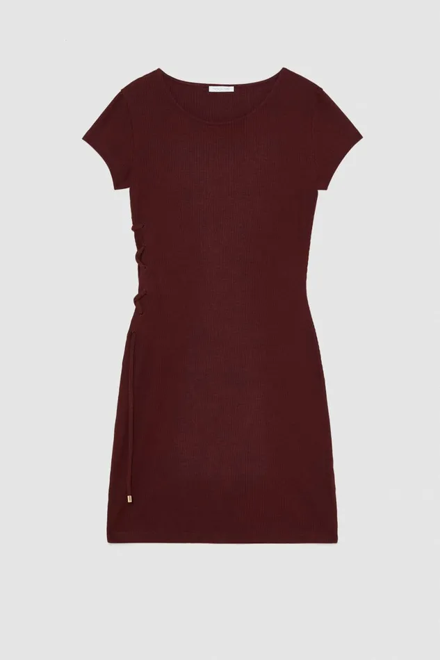 Patrizia Pepe Essential Slim Ribknit Dress Purple Dark Plum Apparel Mini