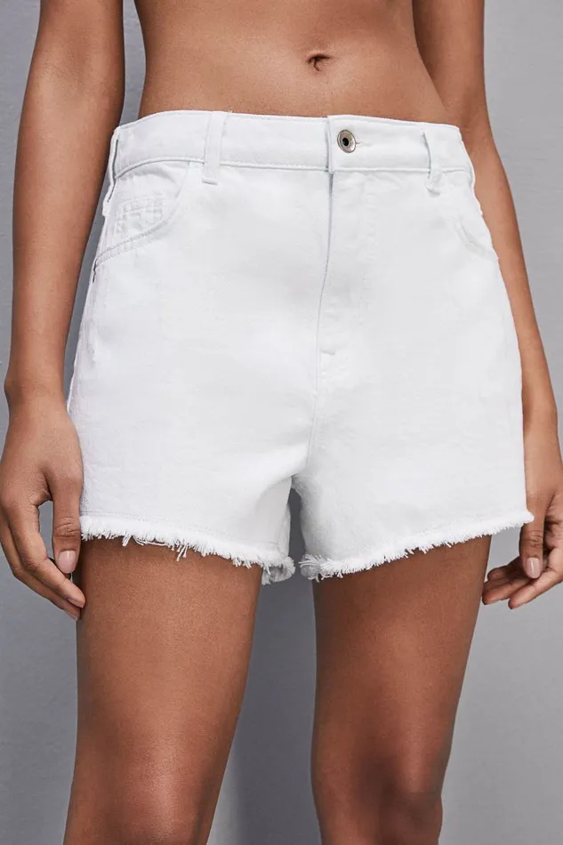 Patrizia Pepe Essential White Bull Denim Shorts White Washed White Apparel Shorts