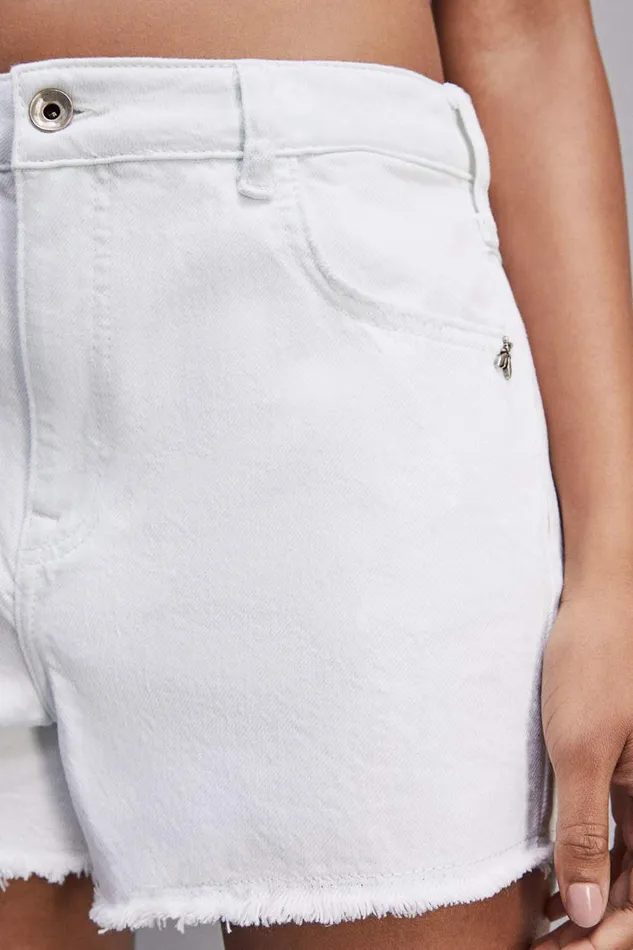 Patrizia Pepe Essential White Bull Denim Shorts White Washed White Apparel Shorts