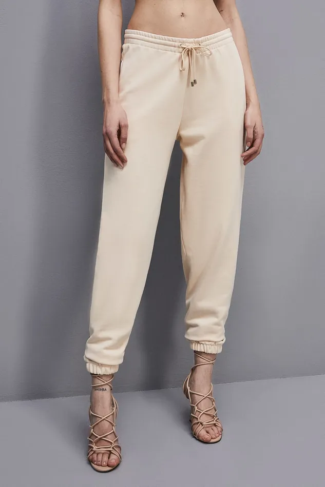 Patrizia Pepe Fleece Jogger Pants Beige Ivory Skin Apparel Joggers