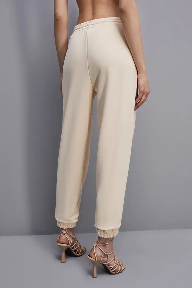 Patrizia Pepe Fleece Jogger Pants Beige Ivory Skin Apparel Joggers