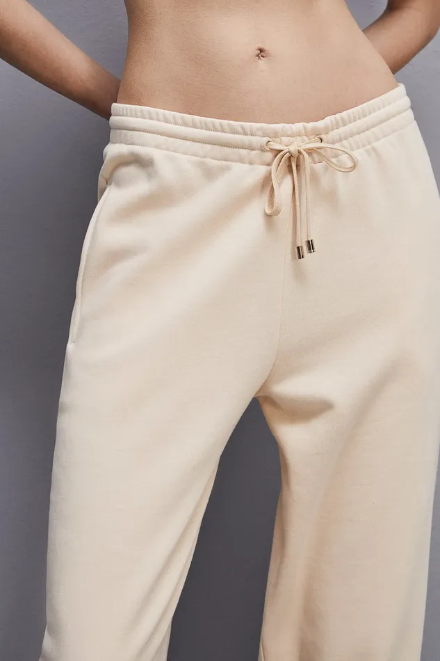 Patrizia Pepe Fleece Jogger Pants Beige Ivory Skin Apparel Joggers