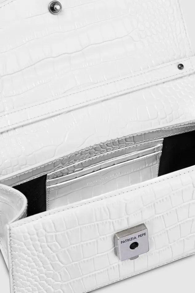 Patrizia Pepe Fly Bamby Croco White White Croco Bags Handbags