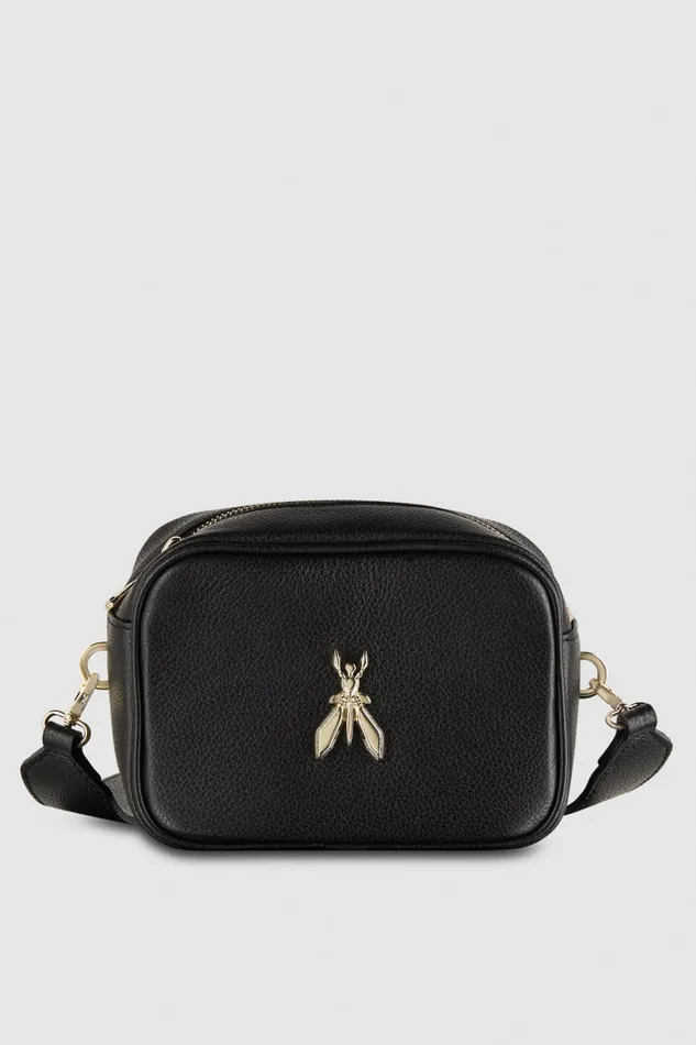 Patrizia Pepe Fly Camera Leather Shoulder Bag Black Blacklight Gold Bags Crossbodys