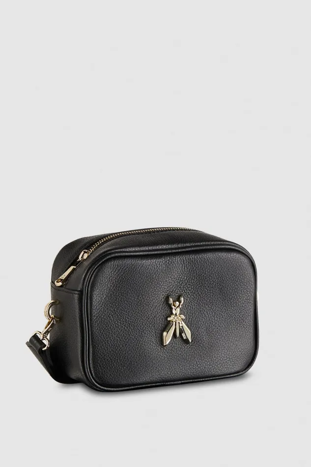 Patrizia Pepe Fly Camera Leather Shoulder Bag Black Blacklight Gold Bags Crossbodys