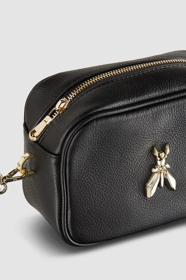 Patrizia Pepe Fly Camera Leather Shoulder Bag Black Blacklight Gold Bags Crossbodys