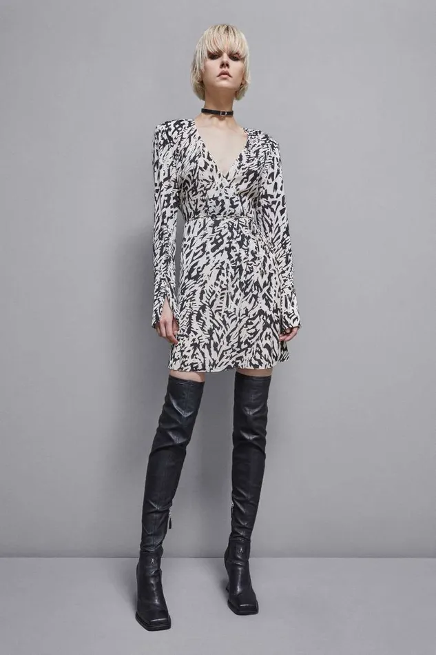 Patrizia Pepe Georgette Mini Dress Black Biz Galm Blackwhite Apparel Mini