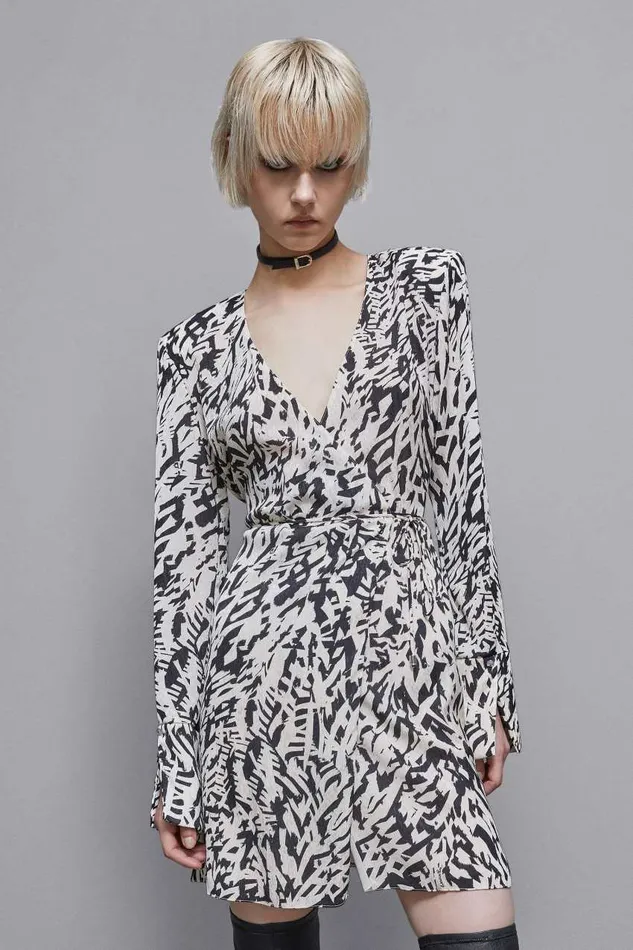 Patrizia Pepe Georgette Mini Dress Black Biz Galm Blackwhite Apparel Mini