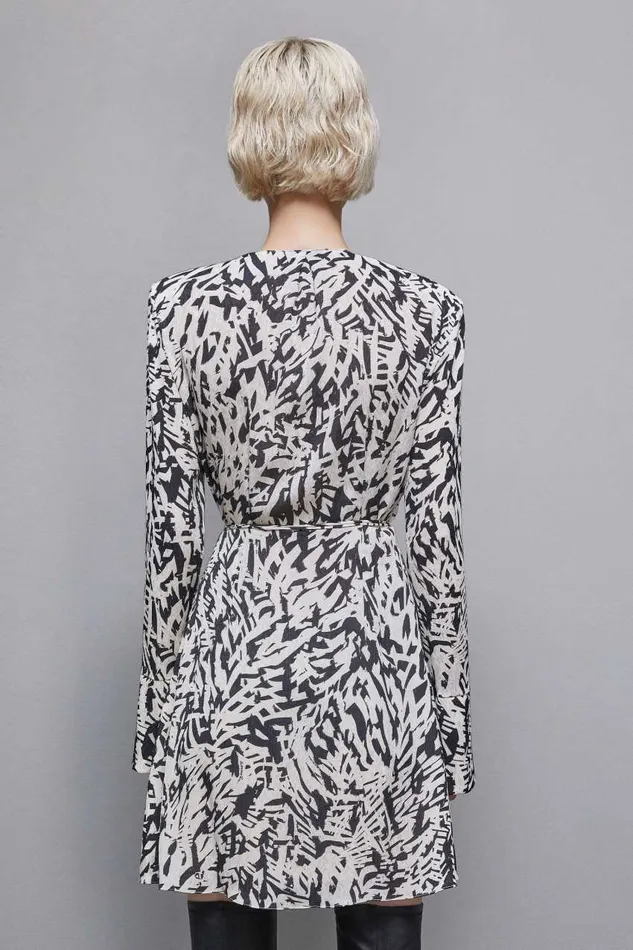 Patrizia Pepe Georgette Mini Dress Black Biz Galm Blackwhite Apparel Mini