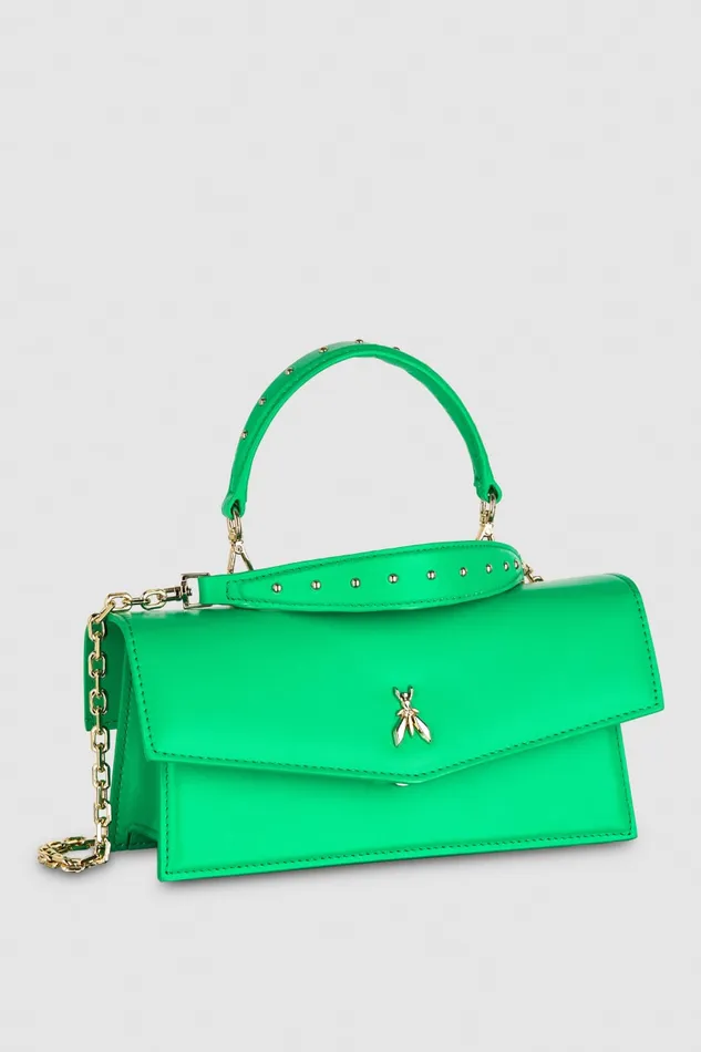 Patrizia Pepe Green White Leather Flapover Crossbody Bag Acide Green Bags Crossbodys