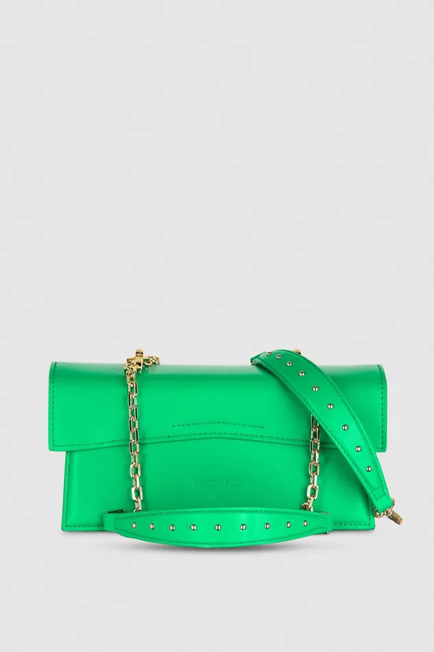Patrizia Pepe Green White Leather Flapover Crossbody Bag Acide Green Bags Crossbodys