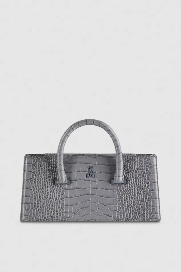 Patrizia Pepe Grey Crocodileprint Fly Bamby Bag Monochrome Grey Bags Handbags