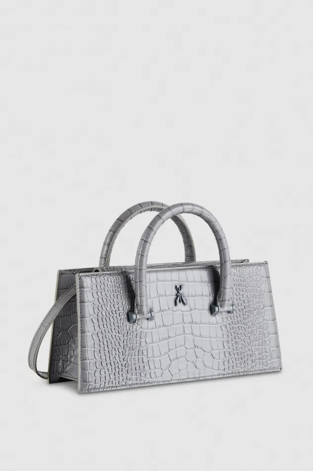 Patrizia Pepe Grey Crocodileprint Fly Bamby Bag Monochrome Grey Bags Handbags