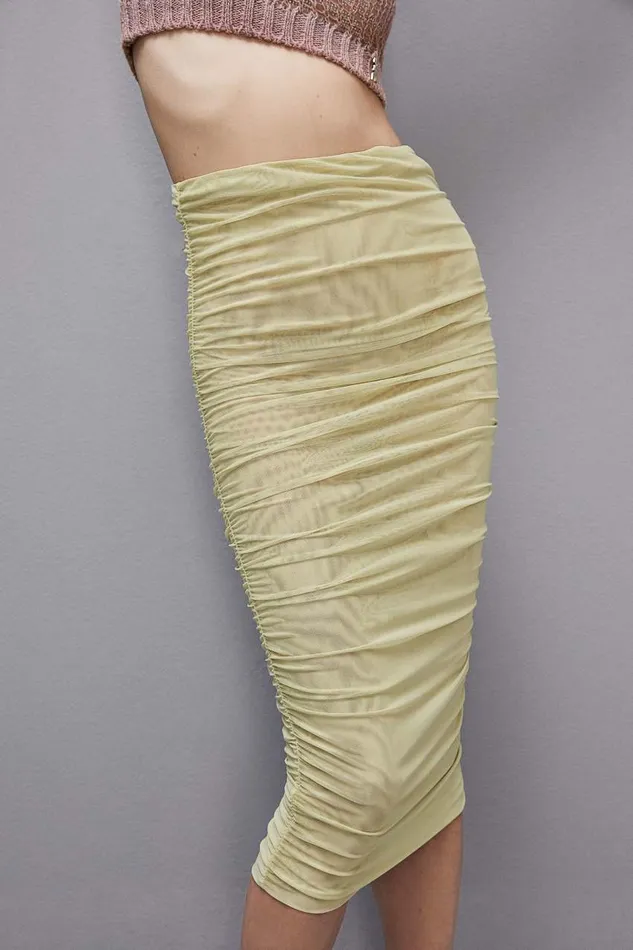 Patrizia Pepe Highwaisted Tulle Skirt Green Citrine Green Apparel Midi