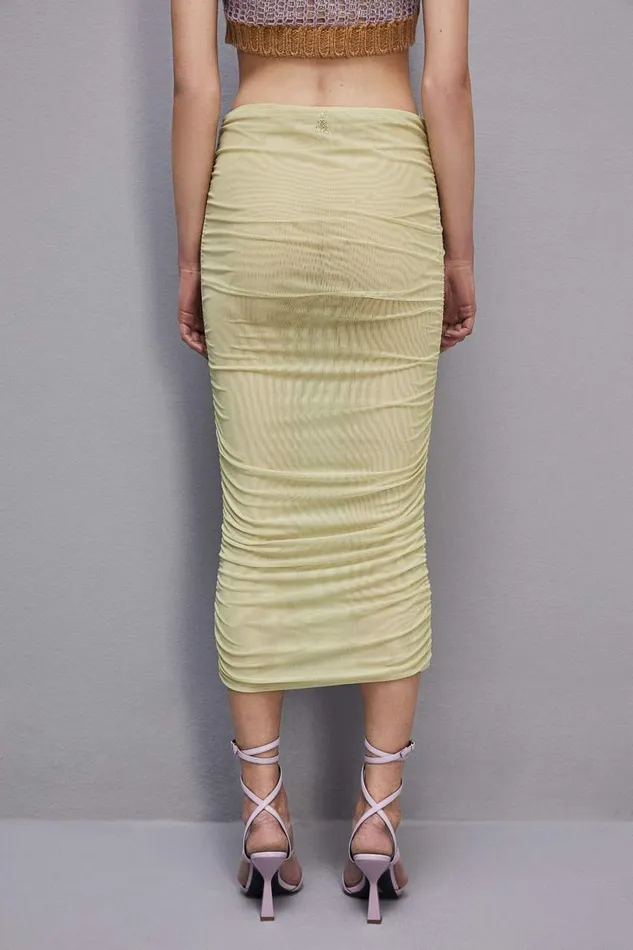 Patrizia Pepe Highwaisted Tulle Skirt Green Citrine Green Apparel Midi