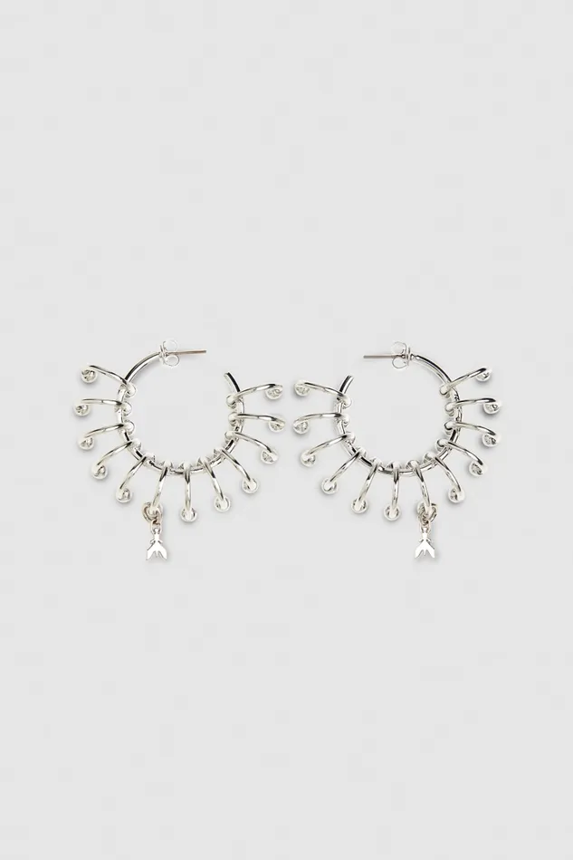 Patrizia Pepe Hoop Earrings With Rings Silver Shiny Silver Accessories