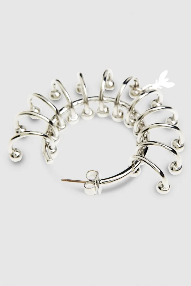 Patrizia Pepe Hoop Earrings With Rings Silver Shiny Silver Accessories